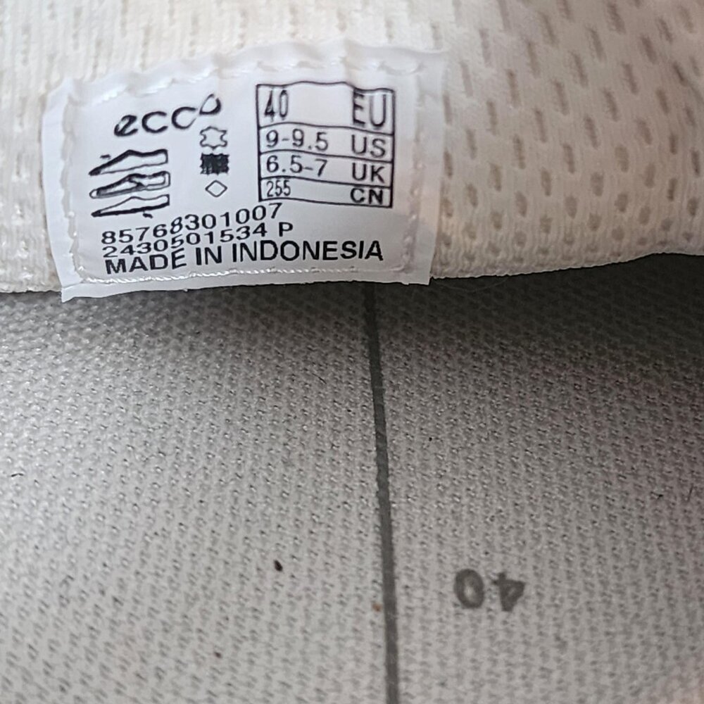 Ecco Soft 7 Shoes Womens Size 9 9.5 White Leather Lace Up Comfort Walking - Picture 11 of 13